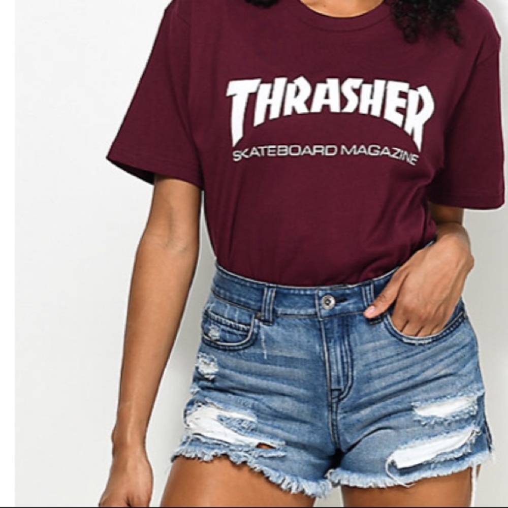 Maroon thrasher t shirt